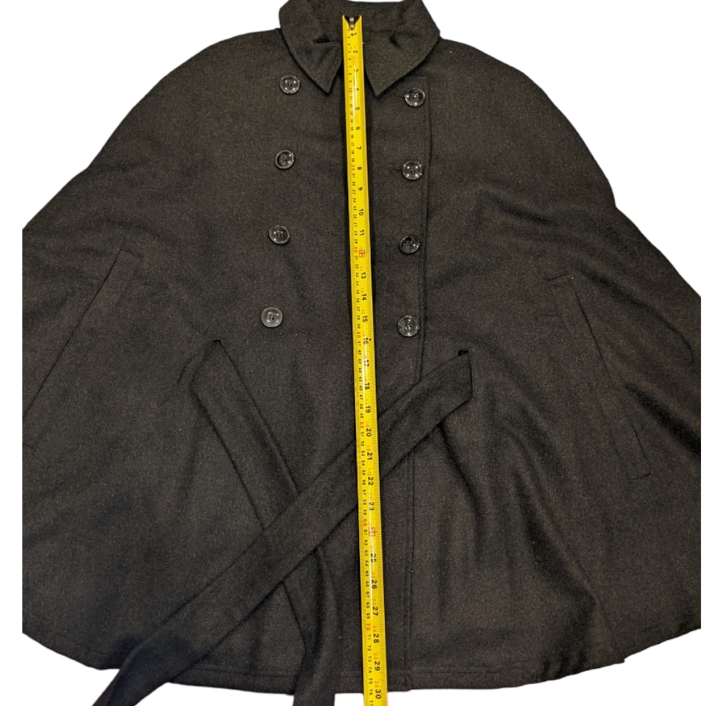 New Jockey Charcoal Wool Blend Double Breasted Light Winter Cape Coat Size S/M/L - Picture 7 of 12